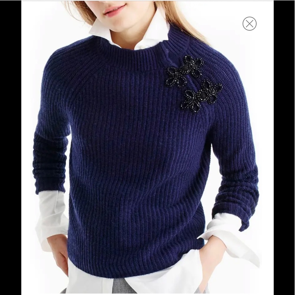 J. Crew Sparkly Frog Closure Ribbed Sweater